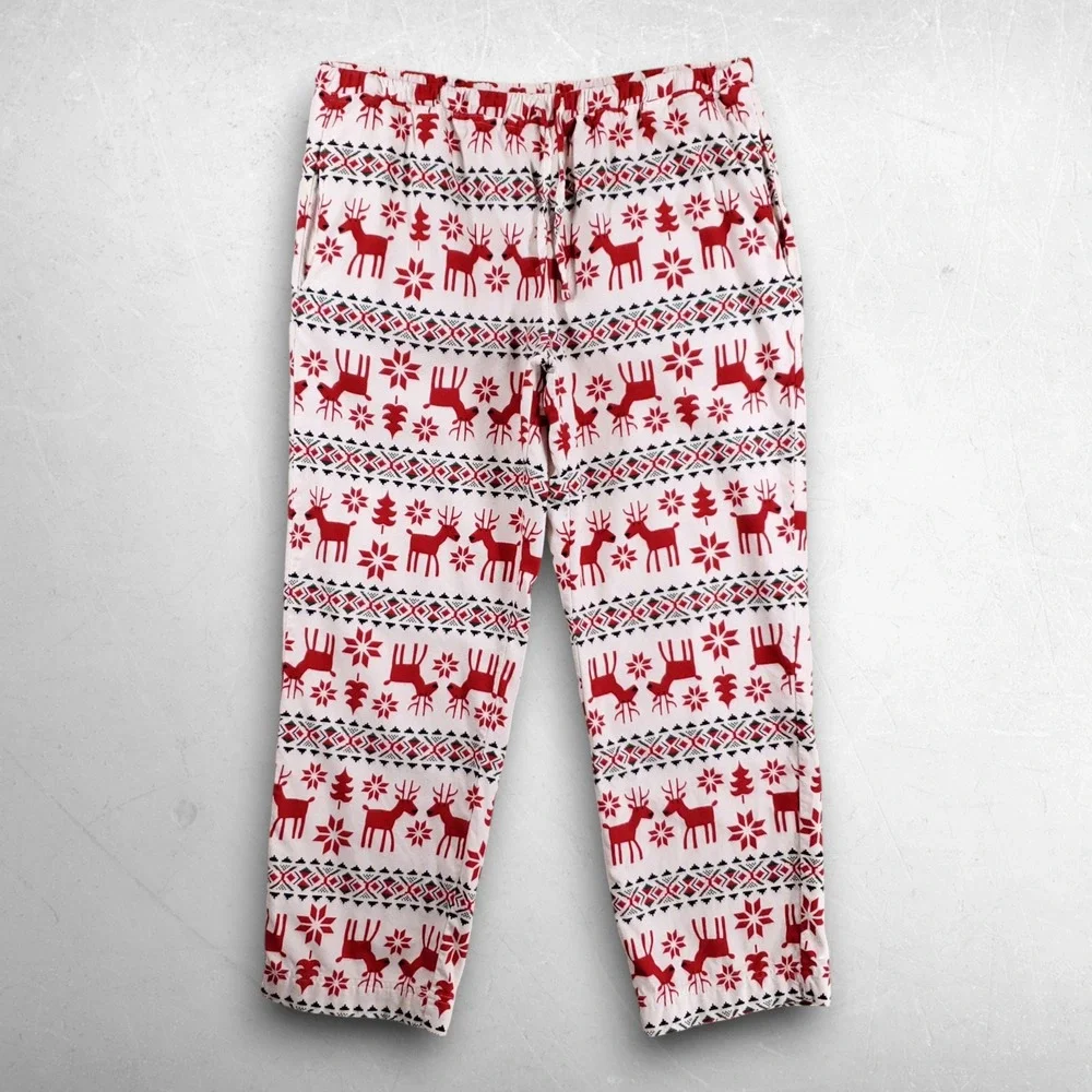 Hanna Andersson Flannel Pajama Pants Women L Red White Holiday Nordic Hygge Cozy